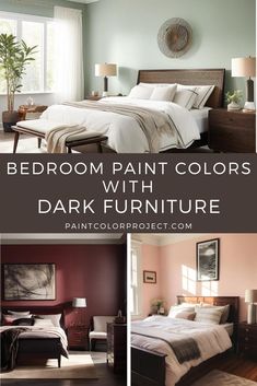 bedroom paint colors with dark furniture and white bedding in the same color palettes