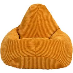 an orange corded bean bag chair