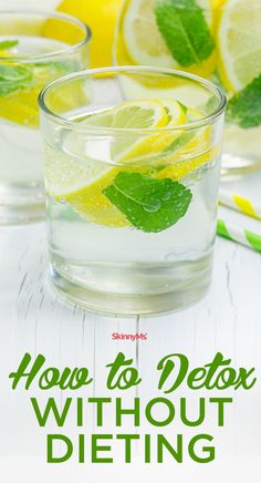 two glasses filled with lemon and mint water