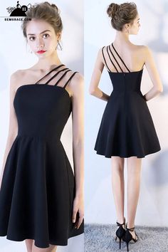 Fashion Little Black Homecoming Dress with Multi Straps Black Sleeveless Mini Dress For Banquet, Black Sleeveless Mini Dress For Prom Season, Black Sleeveless Mini Dress For Prom, Fitted Black Mini Dress For Prom Season, One-shoulder Black Mini Dress For Prom, Black One-shoulder Mini Dress For Prom, Black One Shoulder Mini Dress For Prom, Black One-shoulder Mini Dress For Formal Events, Black One-shoulder Formal Mini Dress