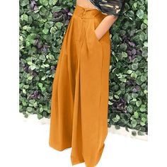 Yellow Button Wide Leg Pants with Packet Chic Type, Pantalon Large, Wide Leg Trousers, Olivia Mark, Yellow Black, Bottoms Pants, Leg Pants, Wide Leg Pants, Womens Bottoms