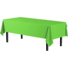 a bright green tablecloth with black legs