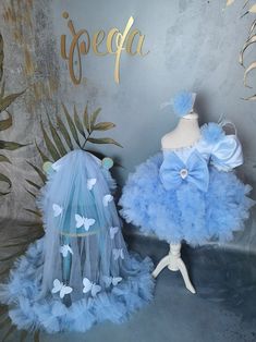 Butterfly Birthday Dress, Gown With Detachable Train, Baby Girl Gown, Bday Dress, Kids Pageant, Girl Prom