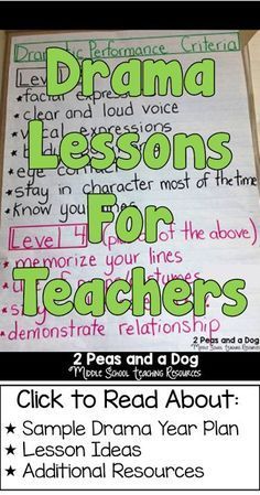 a poster with the words for teachers to read about drama lessons and how they teach them