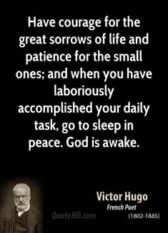 a quote from the author victor hugo on how to sleep in peace