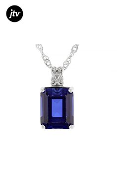 3.43ct Rectangular Lab Created Blue Sapphire Rhodium Over Sterling Silver Pendant with 18" Singapore Chain. Measures Approximately 0.60"L x 0.34"W. Lobster Claw Clasp. 2" Extender. 2.0mm Bail. Rectangular Lab-created Sapphire Fine Jewelry, Gia Certified Emerald Cut Sapphire Jewelry, Classic Rectangular Lab-created Sapphire Jewelry, Rectangular Sapphire Jewelry With Diamond Cut, Rectangular Diamond Cut Sapphire Jewelry, Classic Blue Rectangular Necklace, Sapphire Baguette Cut Birthstone Jewelry, Sapphire Jewelry With Diamond Baguette Cut, White Gold Necklace With Diamond Cut Lab-created Sapphire