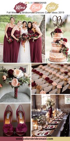 a collage of photos with different bridesmaid dresses and wedding shoes on them