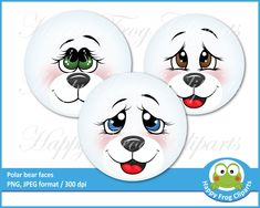 three white dogs face with green eyes and brown nose, on a blue background for the happy