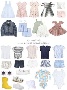 Toddler Capsule Wardrobe, Toddler Summer Outfits, Spring Summer Capsule Wardrobe, Girls Spring Outfits, Toddler Girl Summer, Toddler Summer, Toddler Fall