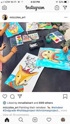 an instagram page with children drawing pictures on it