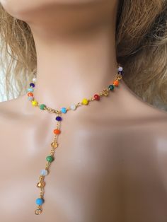 Luxury necklace with pendant Rosary Gold necklace  Made of 24k Gold  Does not rust or change color Handmade Multicolor Gold-plated Necklace, Handmade Multicolor Gold Plated Necklace, Gold Spiritual Crystal Choker Necklace, Multicolor Gold Plated Pendant Necklace, Gold Rosary Necklace, Rosary Chain Necklace, Gold Rosary, Gray Necklace, Natural Gemstone Necklace