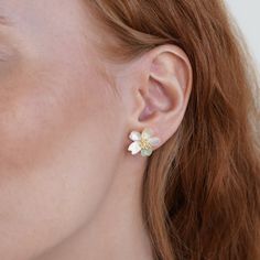 These beautiful earrings were inspired by the delicate bloom of a spring flower. Sweet, gentle, and always beautiful, they remind us to slow down and enjoy every moment. Enjoy Every Moment, Free Earrings, Ring Sale, Nature Inspired Design, Spring Flower, Pearl Shell, Affordable Jewelry, White Pearl, Slow Down