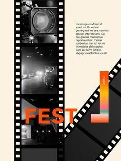 a film strip with the words fest written on it and an image of a camera