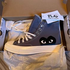 Brand New, We’re A Size Too Big For Me Sadly! Super Cute And Trendy! Box And Shoe Is In Perfect Condition, Can Send Reciept As Well As Goat Authentication Tab Comme Des Garcons Converse Outfit, Comme Des Garcons Outfit, Commes Des Garcons Converse, Converse Cdg, Heart Converse, Comme Des Garcons Shoes, Converse X Comme Des Garcons, Cdg Converse, Leather Chuck Taylors