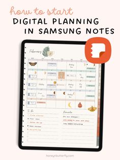 the samsung notepad with text overlaying how to start digital planning in samsung notes