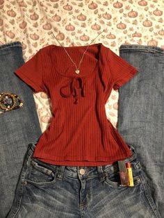 Solid color casual Harajuku tops V-neck chic silm90S tops street rock American retro grunge punk Grunge Punk Fashion, Casual Harajuku, Comfy Outfit, 2000s Fashion Outfits, Fabulous Fall, Swaggy Outfits