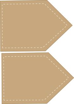 two pieces of brown paper with white stitching on each side and one piece cut out