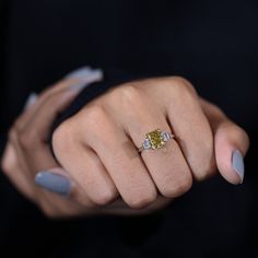 "3.25 TCW Canary Yellow Radiant And Trapezoid Cut Moissanite Ring, Three Stone Engagement Ring, Wedding Ring, Promise Ring, Ring For Women, Wedding Rings For Women, Handmade Ring, Three Stone Ring, Yellow Moissanite Ring, Trapezoid Moissanite Ring, Anniversary Ring, Moissanitedove, Labor Day Welcome to \"MOISSANITE DOVE\" for unique, lovely, and classic moissanite jewelry Jewelry Style: Three-Stone Moissanite Engagement Ring 𝐈𝐭𝐞𝐦 𝐒𝐩𝐞𝐜𝐢𝐟𝐢𝐜𝐚𝐭𝐢𝐨𝐧: Center Stone Shape: Radiant Cut Ca Gia Certified Yellow Diamond Wedding Ring, Yellow Gia Certified Diamond Ring For Wedding, Yellow Gia Certified Diamond Wedding Ring, Yellow Moissanite Diamond Ring With Center Stone, Radiant Cut Yellow Jewelry For Wedding, Yellow Radiant Cut Jewelry For Wedding, Yellow Gia Certified Rings For Anniversary, Yellow Emerald Cut Diamond Ring With Halo Setting, Yellow Emerald-cut Diamond Wedding Ring