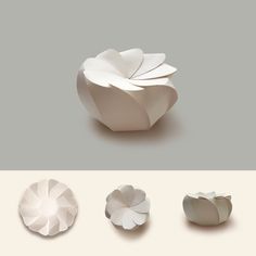 three different shapes and sizes of paper flowers