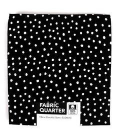 a black and white polka dot print pocket square with the words fabric quarter written on it