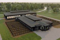 an artist's rendering of a horse stable and stables