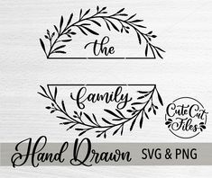 two hand drawn svg and png logos for the family, each with their own name