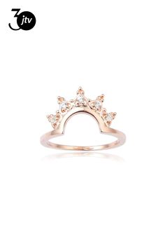 0.10ctw Round White Sapphire 14K Rose Gold Over Sterling Silver Crown Design Ring Guard Ring Guard, Silver Crown, Crown Design, White Sapphire, Ring Designs, Sapphire, Crown, Rose Gold, Sterling Silver