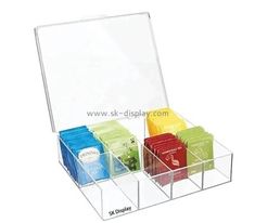 six compartment acrylic display case with dividers for pens, pencils and ink