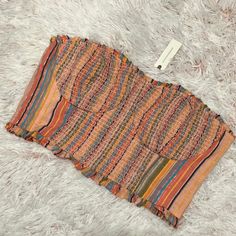 Anthropologie Strapless Top In A Size Xl Nwt No Flaws! Multicolor Bandeau Tube Top For Vacation, Orange Strapless Tube Top For Beach, Strapless Orange Tube Top For Beach, Multicolor Strapless Casual Crop Top, Multicolor Strapless Crop Top For Summer, Casual Multicolor Strapless Crop Top, Casual Multicolor Strapless Tube Top, Trendy Multicolor Bandeau Tube Top, Multicolor Tube Top For Beach Spring Season