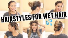 Tune in EVERY WEDNESDAY for new hair tutorials!In today's video I'm showing you 6 easy ways to style your hair when your hair is wet... this is perfect if yo... Hairstyles For Wet Hair, Easy Hairstyles Quick, Natural Hair Styles Easy, Athletic Hairstyles, Hair Wedding, Curly Bob Hairstyles, Hair Updo, Easy Hairstyles For Long Hair, Quick Hairstyles