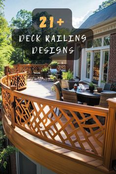 deck railing designs with text overlay that reads 21 + deck railing designs