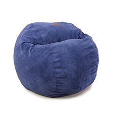 a blue bean bag chair on a white background