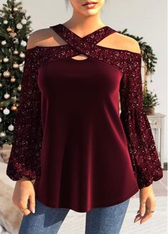 Color:Wine Red;Size:S;Size:M;Size:L;Size:XL;Size:XXL;Package Contents:1 X T Shirt;Style:Casual; Red Stretch T-shirt For Fall, Burgundy Tops For Fall Party, Burgundy Top For Fall Party, Fall Party Burgundy Top, Stylish Tops For Women, Husband Gifts, Collar T Shirt, Fancy Tops, Trendy Tops For Women