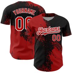 a red and black baseball jersey with the number 0 on it