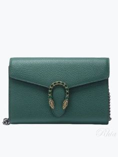 Gender: Women   Brand: GUCCI   Product Name: Diodysus leather mini bag emerald green   Bags Alora Code: 79566953   Color: green   Composition: Leather   Origin: Italy   Features:  Chain Strap Snap button closure    Designer Style ID 401231 CAOGX 3120 Gucci Dionysus Bag, Gucci Dionysus Super Mini, Gucci Dionysus Mini, Gucci Super Mini, Rep Era, Gucci Bag Dionysus, Lv Backpack, Bags Brands, Micro Bags