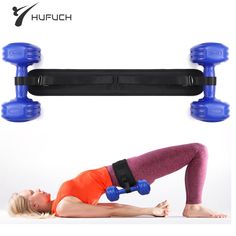 the woman is doing exercises with dumbbells