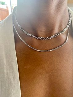 It is bold and will definitely stand you out from the crowd #womencrush #giftforwomen #selflove#birthdaygift #firstdate Mens Double Chain Necklace, Cuban Link Necklace With Adjustable Chain For Gift, Silver Cuban Link Necklace As Gift, Silver Cuban Link Chain Jewelry For Gift, Metal Cuban Link Necklace With Adjustable Chain Gift, Adjustable Cuban Link Necklace For Gift, Silver Cuban Link Necklace Gift, Gift Silver Cuban Link Chain Jewelry, Gift Cuban Link Silver Chain Jewelry