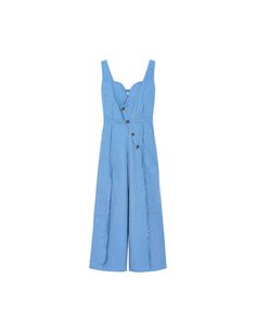 The jumpsuit, in a beautiful blue color, was made of cotton fabric. The jumpsuit has long, wide legs. In the front a cut-out shaped like a heart. Diagonal fastening with large buttons. In the pants two large pockets. Through the center of the legs are seams without a hem. Depending on the size chosen, the suit can be looser or fitted at the waist.The model in the photo is 176 cm tall and the suit is a size M. Available sizes XS, S, M, L.Fabric composition: 100% cotton. Machine washable at 30C. S Blue Cotton Jumpsuit With Button Closure, Chic Blue Jumpsuit With Button Closure, Blue Overall Jumpsuit With Button Closure, Blue Overalls Jumpsuit With Button Closure, Sleeveless Blue Jumpsuits And Rompers With Button Closure, Blue Sleeveless Jumpsuit With Button Closure, Chic Cotton Denim Jumpsuit With Button Closure, Chic Blue Wide Leg Overalls, Blue Cotton Overalls With Button Closure