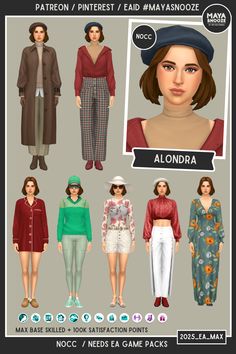 some different types of clothes and hats for females to wear in the game avatars