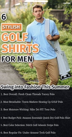 While your short game might need some work, your shirt game should be solid, so check out our top six picks for the best golf shirts for men that offer maximum style and comfort and double as great summer outfits. Summer Outfits For Men, Golf Shirts For Men, Style Girlfriend, Summer Golf, Mens Summer Outfits, Classic Golf, What Women Want, Outfits For Men, A Work In Progress