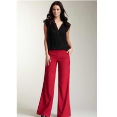 Brand New With Tags - Never Worn Ella Moss Wide Leg Red Pull On Pants With Back Pockets Chic Red Wide Leg Dress Pants, Red High-waisted Wide Leg Pants For Night Out, Red Wide-leg Pants For Office, Red Wide Leg Pants For Night Out, Chic Red Dress Pants For Formal Occasions, Chic Red High-waisted Dress Pants, Red Elegant Pantsuit, Red Wide Leg Bottoms For Business Casual, Chic Red Dress Pants For Spring