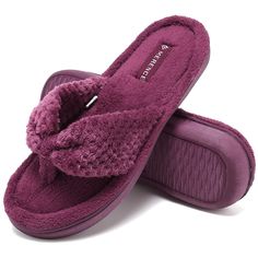 PRICES MAY VARY. MOISTURE-WICKING UPPER: Breathable gridding upper and soft coral velvet lining, these thong slippers could wick moisture away to keep your feet refreshing and dry. COMFORTABLE & WARM: High quality insole consists of one layer of premium thickened high-density memory foam + one layer of high elastic sponge heel, offers lasting marshmallow-like comfort and warmth for tired toes and heels, reduces muscle fatigue, relieves pain and pressure after a long day hard work. TPR RUBBER SOL Clog Style, Spa Slippers, Footwear Design, Indoor Slippers, Soft Coral, Clogs Style, Faux Fur Slippers, Suede Slippers, Soft Corals