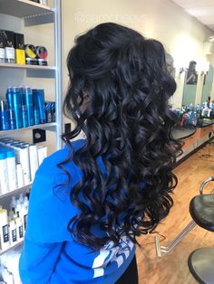 Black Hair Curls, Dark Black Hair, Black Hair Types, Event Hair, Hair Half Up Half Down, Occasion Hair, Pageant Hair, Black Curls, Half Up Half Down Hair Prom