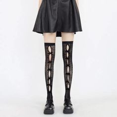 𝔇𝔢𝔱𝔞𝔦𝔩𝔰: Style: Kawaii, Kawaii Goth, Egirl Material: Lace & Spandex Quantity: 1 pair Highlights: Features the bow-tie decoration & fishnets tights Easy to style with platform shoes and adds warmth to your body Enjoy free shipping with a purchase of over 80$ Goth Egirl, Style Kawaii, Kawaii Goth, Pre Black Friday, Fruit Tart, Fishnet Tights, Black Friday Sale, Platform Shoes, Stylish Accessories