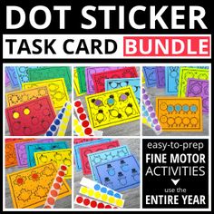 the dot sticker task card bundle is shown with instructions to make it look like they are