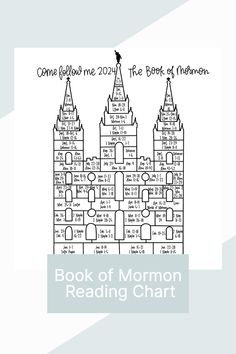 the book of mormon reading chart is shown in black and white, with an image of two