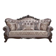 Step into a realm of refined luxury and elevate the ambiance of your formal living room with the exquisite Wahkoowah Collection's traditional 3-seater sofa. Impeccably designed and part of a distinguished collection, this sofa is a manifestation of timeless elegance. Its sturdy inner wooden frame, adorned with opulent gold trimmings on the outer frame, and the carefully selected faux leather upholstery paired with jacquard fabrics on the armrests create an ensemble that is both visually stunning Oak Sofa, Formal Living Room, Rolled Arm Sofa, Leather Roll, Tufted Sofa, Acme Furniture, Wood Sofa, Pillow Fabric, Living Room Furniture Sofas