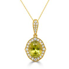 A-Pendent-60711_2-YG-1 Sphene Gemstone, Yellow Gold Pendants, Metal Color, Diamond Gemstone, Oval Cut, Yellow Color, Round Diamond, Gold Pendant, Round Diamonds