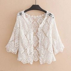 Attribute Details Material Lace Style Simple Commute/Korean Version Features Lace Shirt Color White, Apricot Trendy Vest, Embroidery Summer, Trendy Outerwear, Lace Vest, Shrug Cardigan, Mode Casual, Lace Jacket, Lace Cardigan, Boho Lace