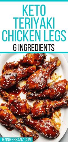 the keto teriyaki chicken legs recipe on a white plate